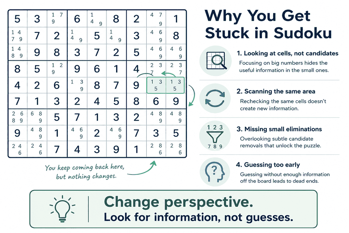 Vanliga orsaker till att fastna i Sudoku