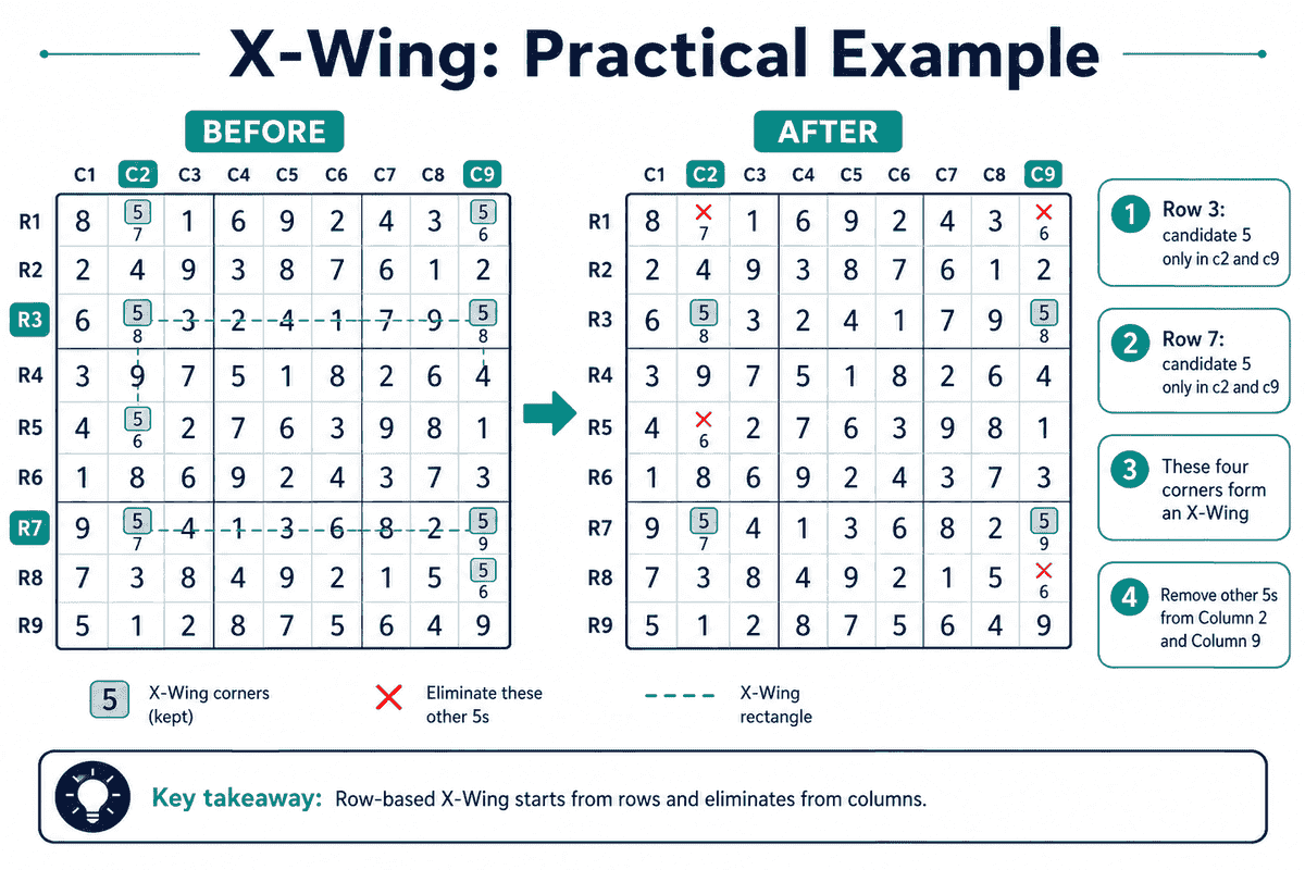 Dicas de Sudoku: X-Wing explicado com exemplos claros - 2